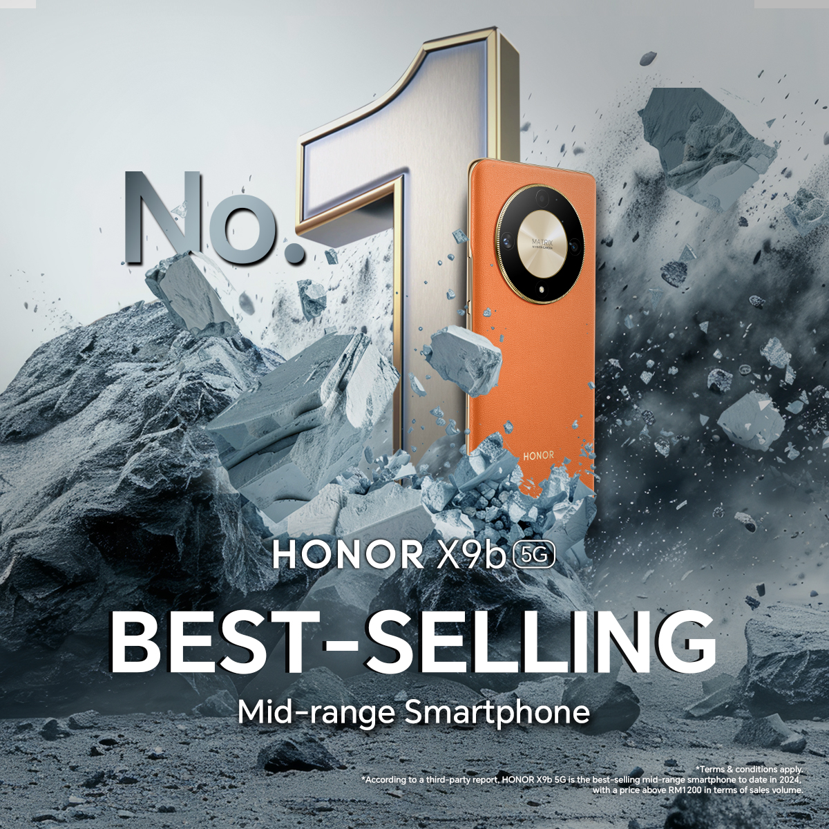 HONOR X9b 5G Menjadi Telefon Pintar Kelas Pertengahan No.1 di Malaysia