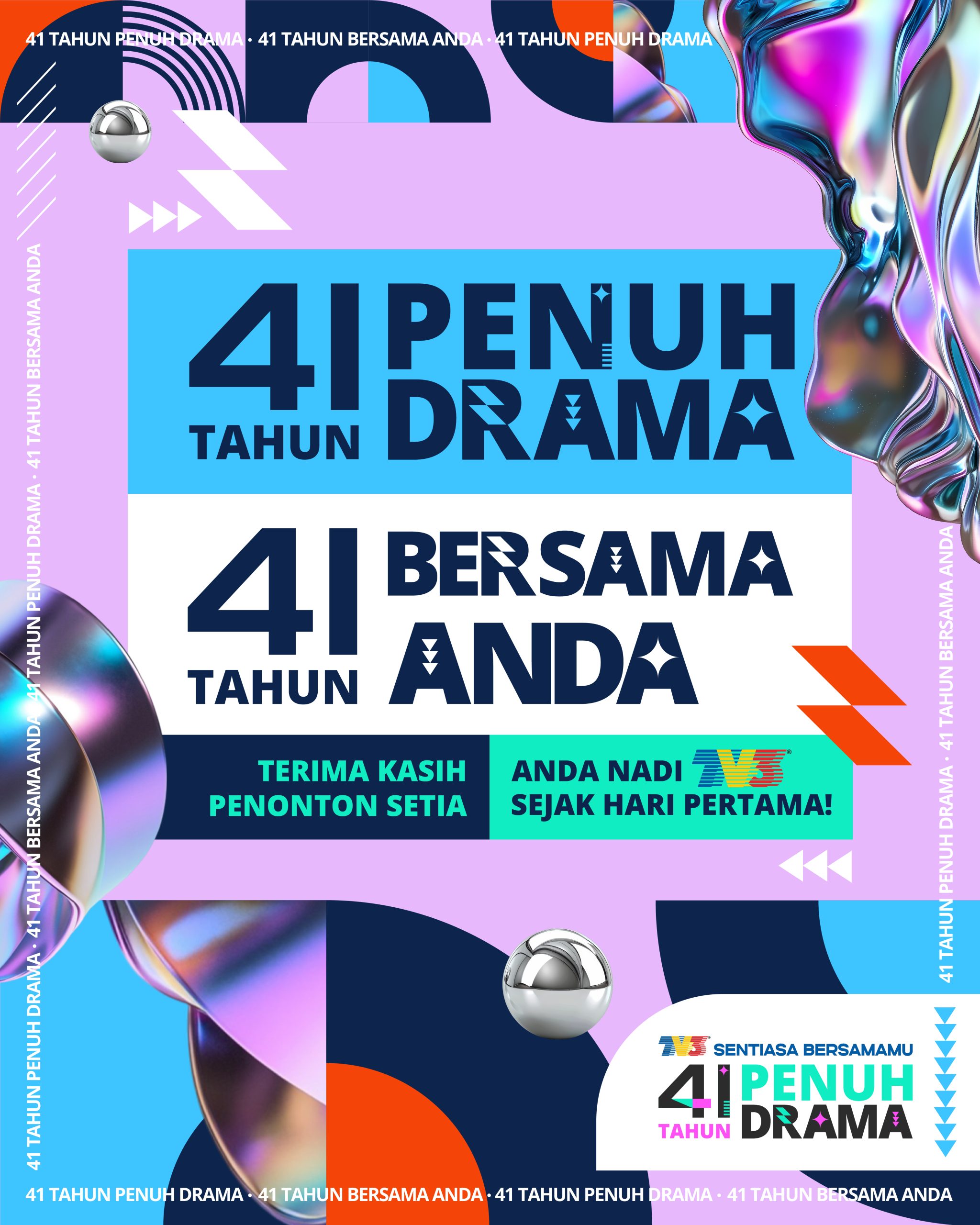 TV3 Rai Ulang Tahun Ke-41: 41 Tahun Penuh Drama, Terus Dekat di Hati Rakyat