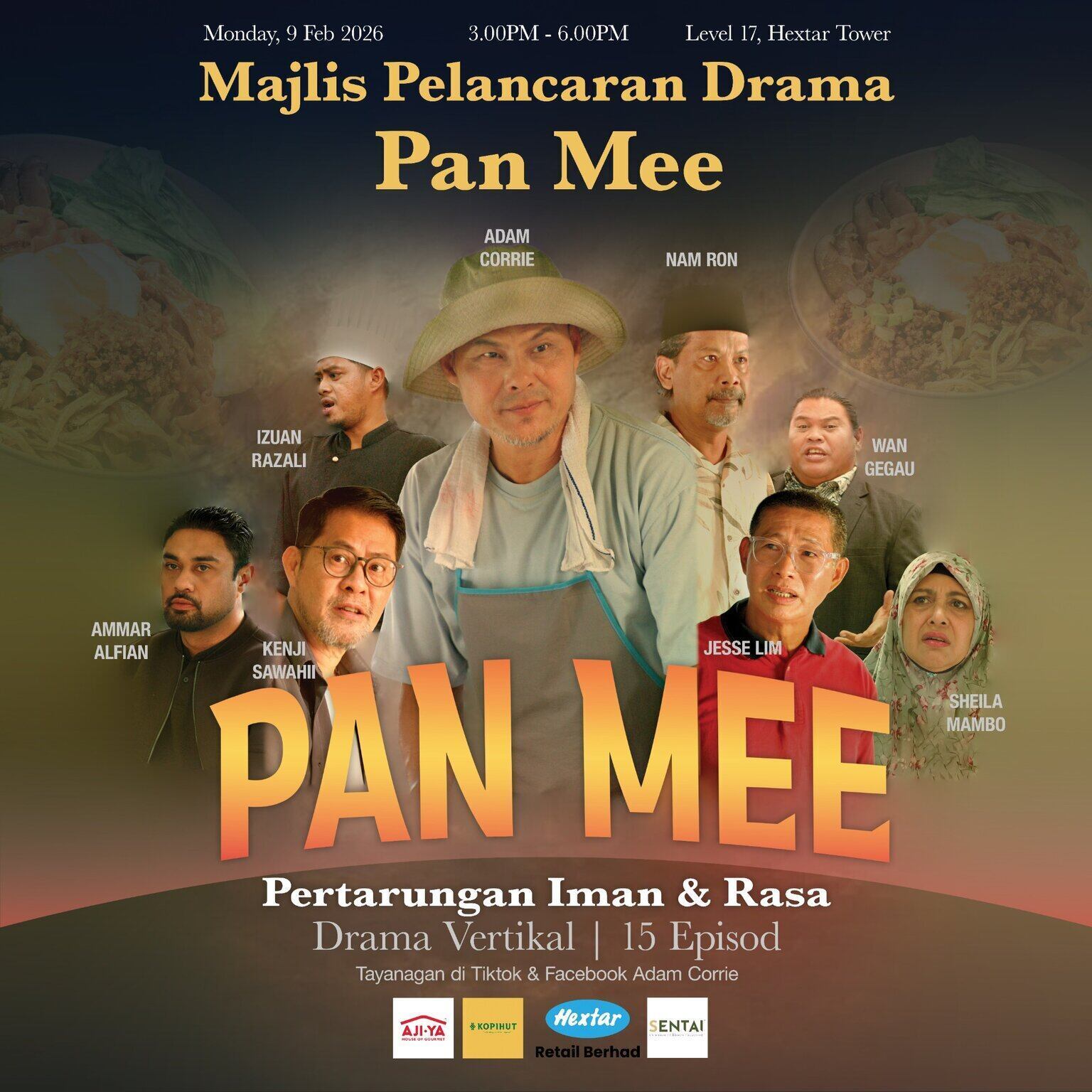 Sebuah kisah tentang iman, rasa dan pilihan hidup bakal terhidang Februari 2026 menerusi drama “Pan Mee: Pertarungan Iman & Rasa”.