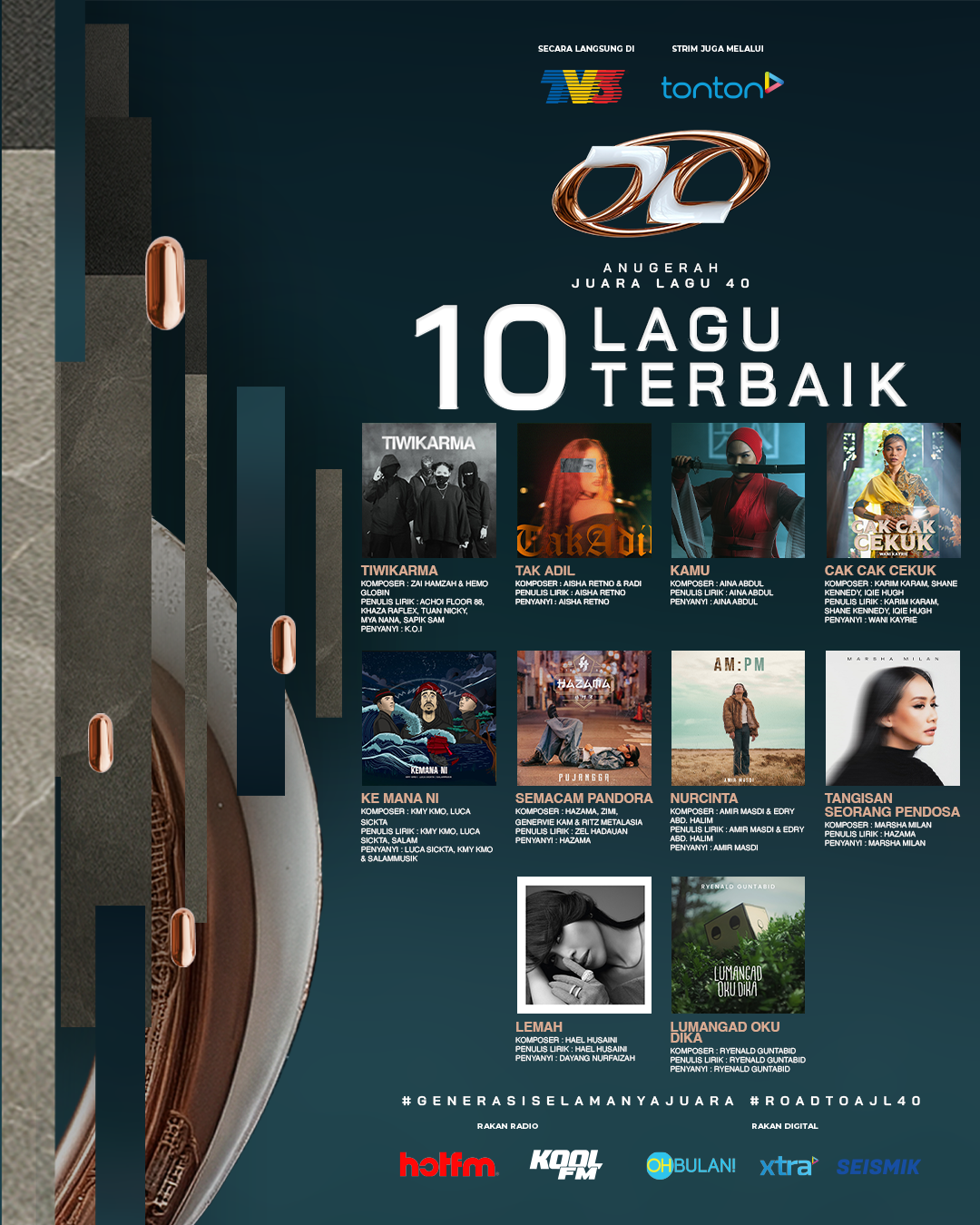 10 Lagu Yang Akan Menyemarakkan Malam Kemuncak AJL40