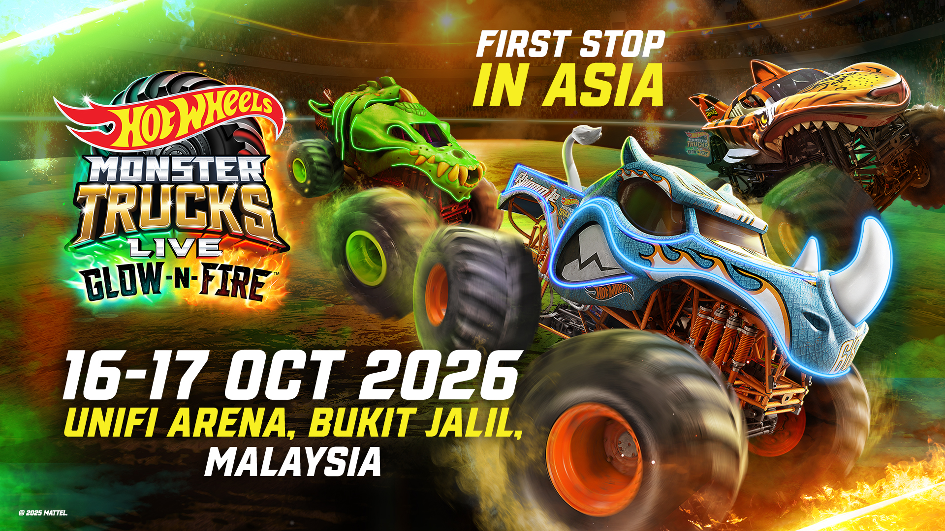 Aksi Gergasi Tiba! Hot Wheels Monster Trucks Live™: Glow-N-Fire Mulakan Jelajah Asia di Malaysia