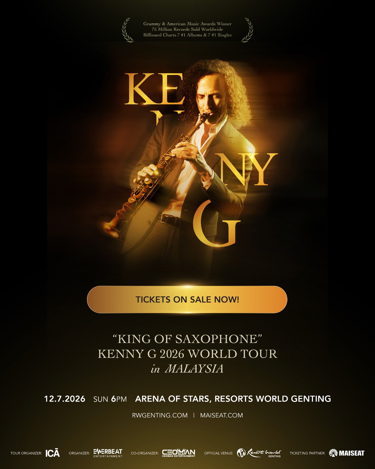 The Master of the Saxophone Returns: Kenny G Announces Exclusive One-Night-Only Performance in Malaysia
